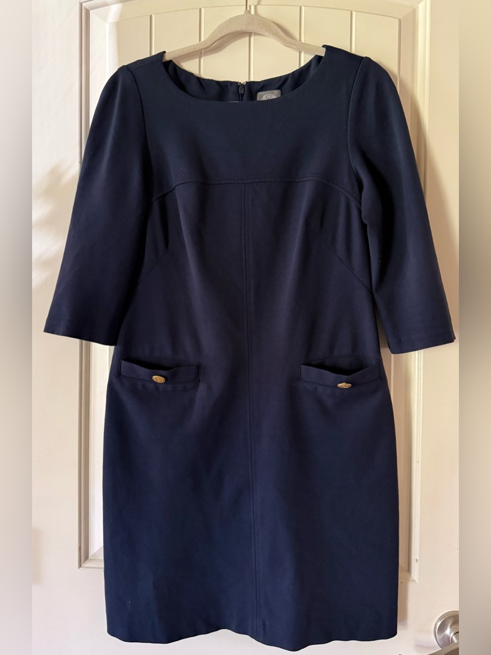 Vince Camuto Navy Blue Stretch Ponte Sheath Dress